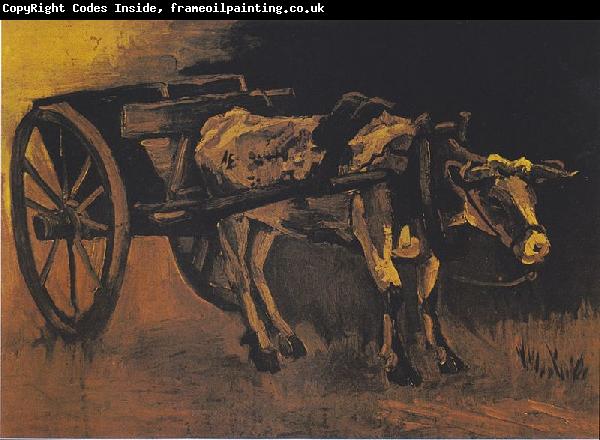 Vincent Van Gogh Cart with reddish-brown ox